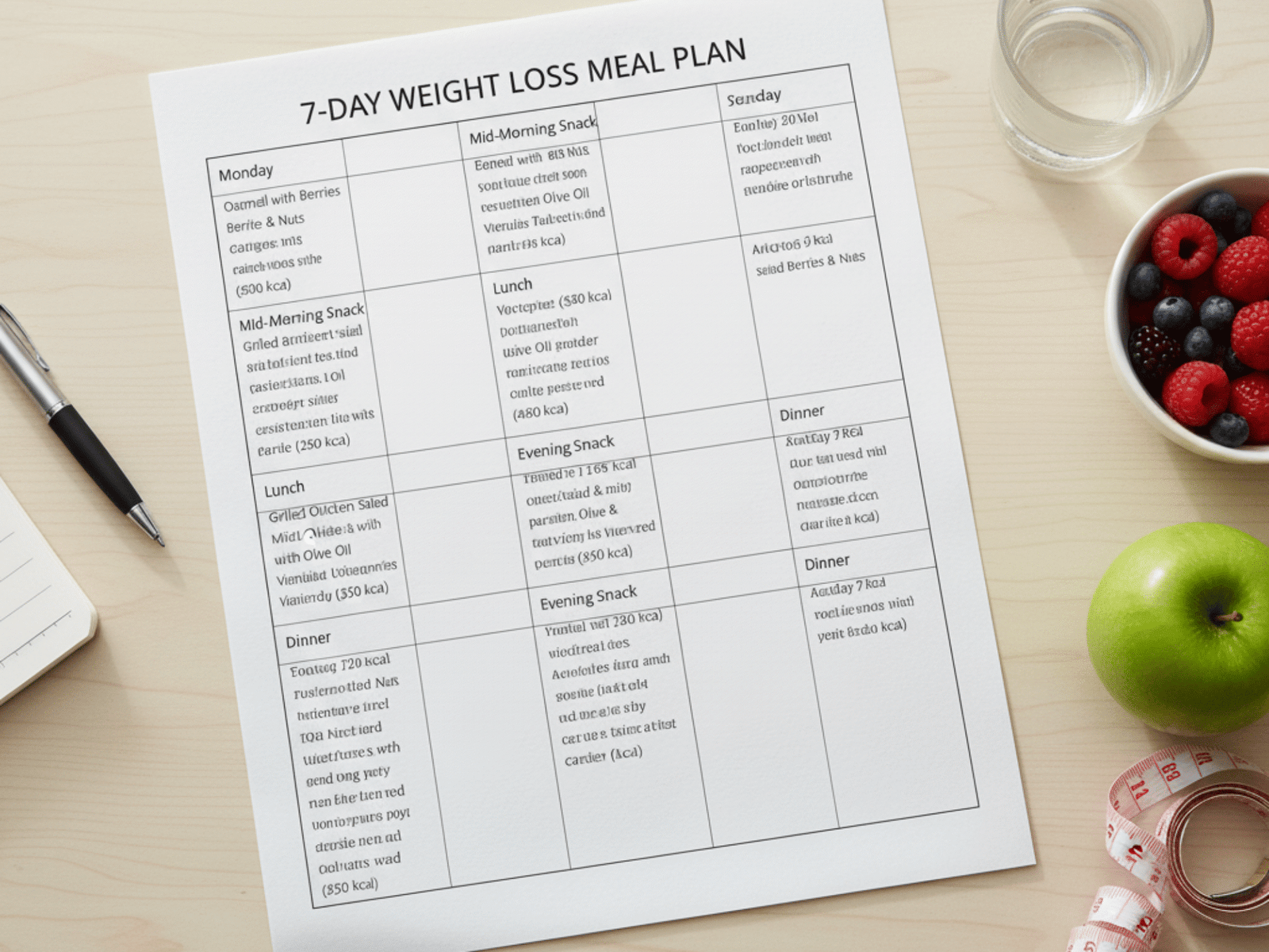Diet Chart for Weight Loss